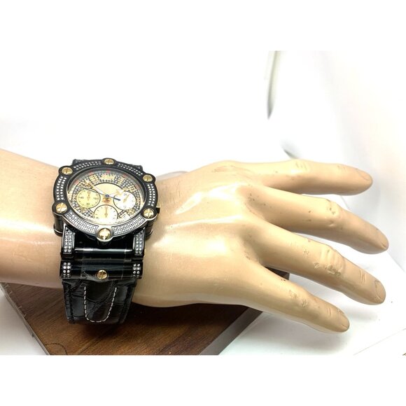 JBW Men's Watch JB-6215-10B 10 YR Anniversary Phantom 1.96ctw Diamond Quartz - Picture 5 of 15